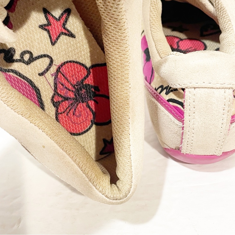 Coach Size 8 Dillon Poppy Leather Suede‎ Multi Color Floral Sneakers - Picture 5 of 7